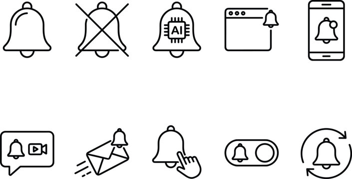 Digital notification alert icons for mobile apps websites and software interface communication systems.