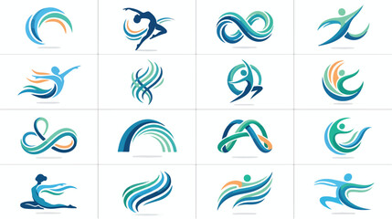 Naklejka premium Collection of Abstract Wellness and Fitness Logo Icons.