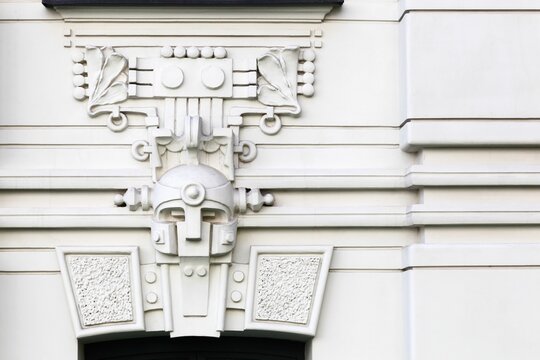 Details of a Art Nouveau facade in Riga, Latvia