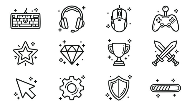 Collection of gaming and computer icons.