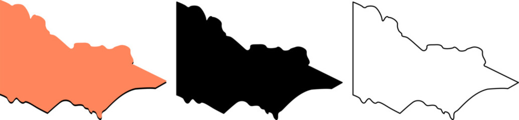 Displaying three variations of a geographic map shape in a minimalist style © khalid
