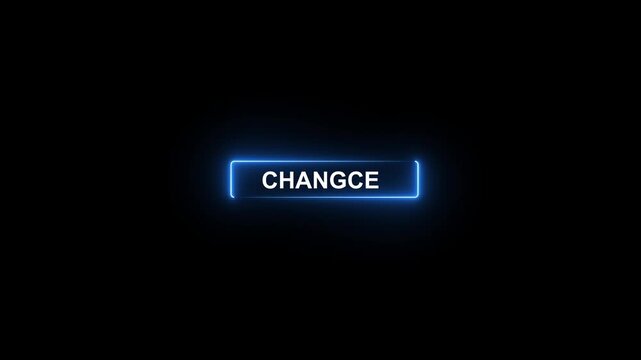 Glowing neon flip wooden cube with word "change" to "chance", Personal development and career growth or change yourself concept.4k motion graphics video animation