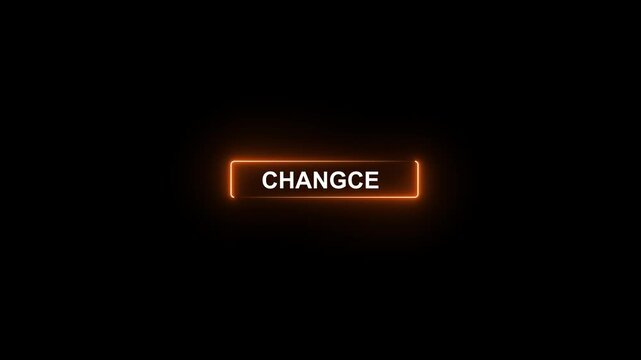 Glowing neon flip wooden cube with word "change" to "chance", Personal development and career growth or change yourself concept.4k motion graphics video animation