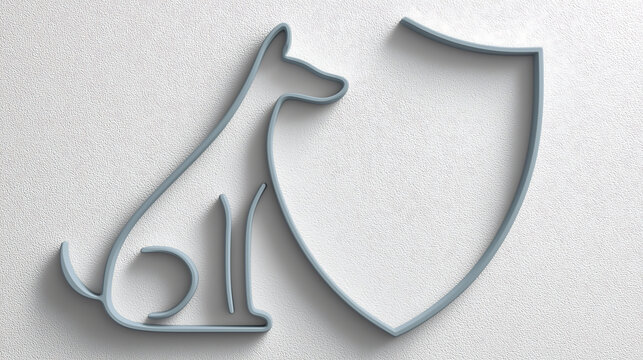 Minimalist line art dog insurance minimalist line art of sitting dog silhouette combined with protective shield icon on textured background