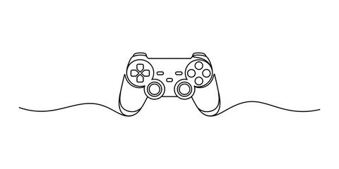 Continuous single line drawing of a video game controller handheld console gaming device for fun and entertainment Vector, illustration © Coloring Pages Line 