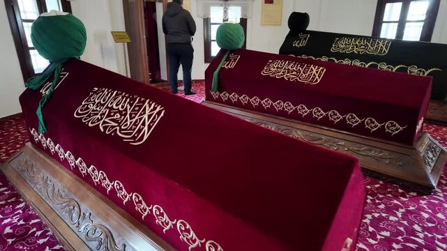 Historical Aksemsettin Tomb, located in Goynuk, Bolu, Turkey, was built by Fatih Sultan Mehmet in 1464.