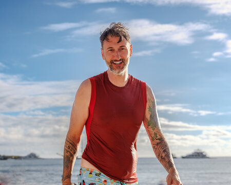 Man after galapagos swim