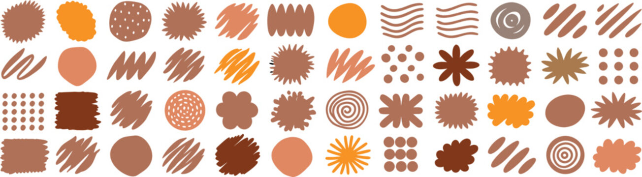 Collection of various colorful makeup brush strokes and patterns