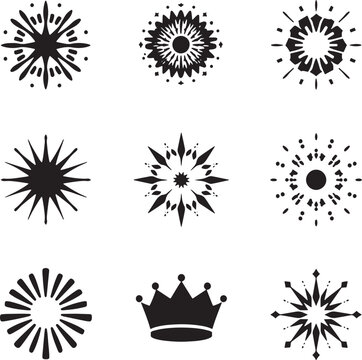Abstract starburst sunburst sparkle firework icon set