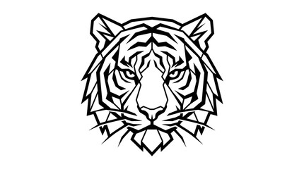 Obraz premium Stylized Tiger Head Vector Graphic Icon for Logo Design isolated on white background