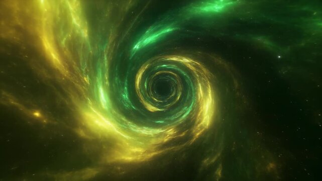 Endless Corridor of Swirling Cosmic Gas with Green and Yellow Ionization, Slow Loop