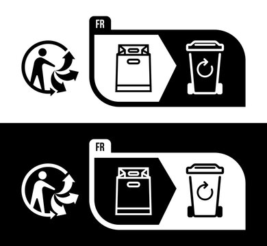 Triman Logo for the recycling of bag in France black vector