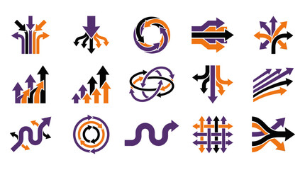 Fototapeta premium Professional collection of infographic arrow vector icons with infographic business direction navigation strategy