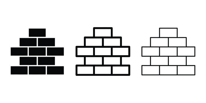 Bricks icon silhouette vector, bold outline and line art isolated illustration