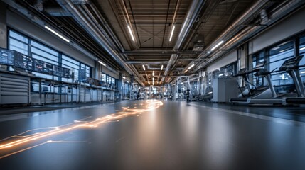 Obraz premium Glowing Arc of Productivity in a Modern Athletic Performance Space