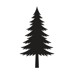 Fototapeta premium Black silhouette of a coniferous pine tree graphic with evergreen, silhouette
