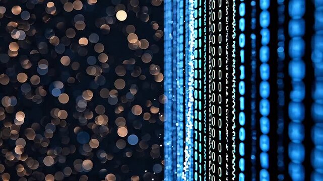 Digital data streams with bokeh lights