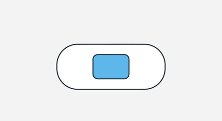Simple adhesive bandage icon with blue square pad isolated on white background illustration. © SALEHA STOCK