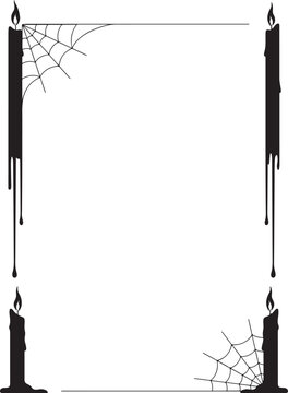 Spooky halloween frames borders black candle silhouette with web design for invitations party decor