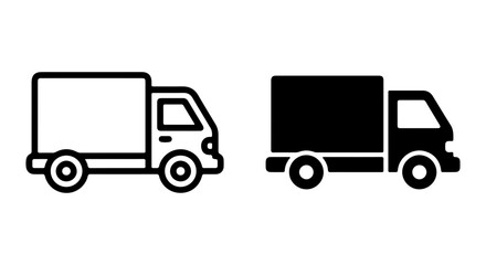 Fototapeta premium Delivery Truck Icons, Logistics Vehicle Symbols, Shipping Van Graphics, Transportation Vector Set
