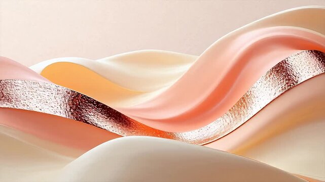 Abstract flowing shapes with metallic accents