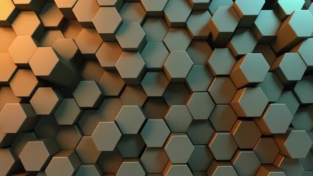 Abstract Hexagon Grid Motion Background Red Blue Light
