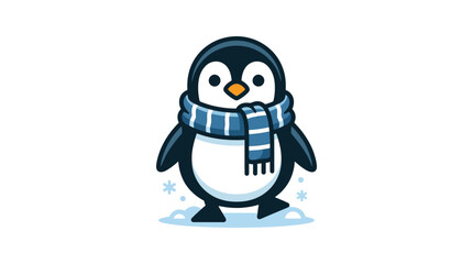 Fototapeta premium Cute Cartoon Penguin Wearing Scarf.