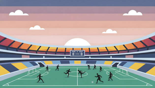 A soccer field with a soccer field and a soccer field