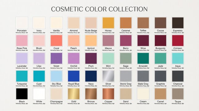 Cosmetic color collection palette for beauty and makeup design with cosmetic