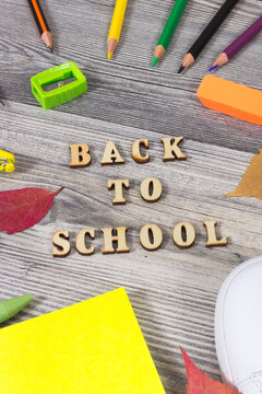Colorful school supplies and accessories for learning. Development of creativity, back to school