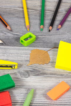 Stationery accessories and other supplies used at school. Back to school. Development of creativity, kids motor skills