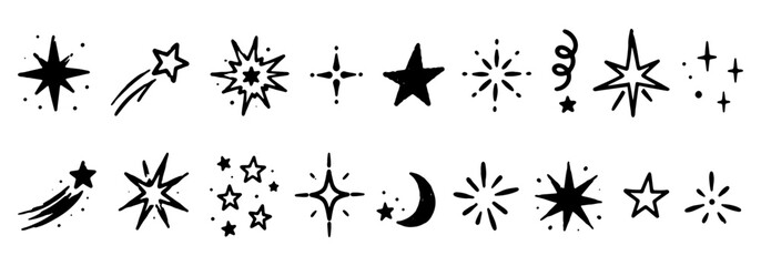 Star vector icon set, collection of decorative night sky elements for celestial design and magic branding © Uttham