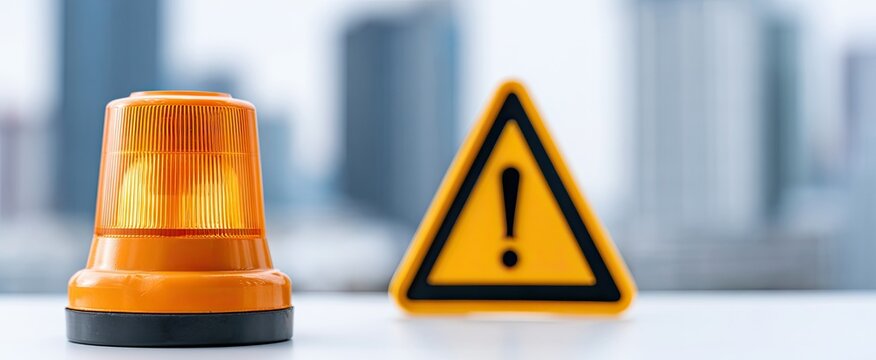 Warning lights and hazard symbol alert to potential danger