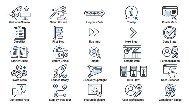 User Interface Onboarding and Setup Icon Set