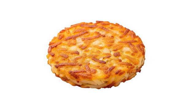 Crispy golden brown hash brown potato patty isolated on transparent background