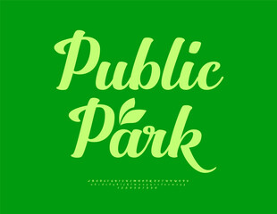 Naklejka premium Vector Eco board Public Park. Stylish Curive Alphabet Letters and Numbers set. Modern Calligraphy Font.