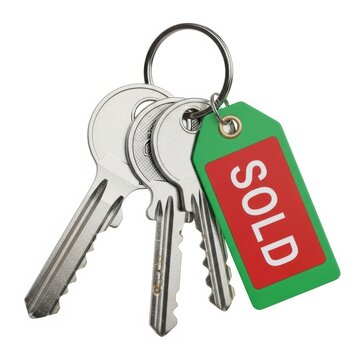 Set of house keys with sold green tag