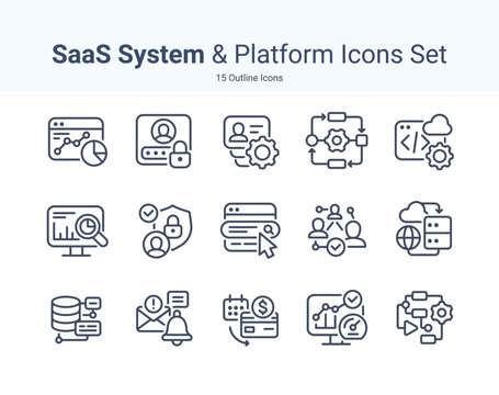 Modern flat icons set for SaaS system and platform interface design