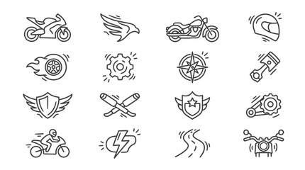 Obraz premium Motorcycle Racing Icon Set Graphics.