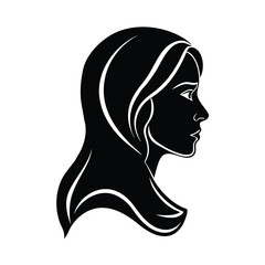 Profile portrait silhouette of woman wearing head covering or hijab style. © NAZIR BHUIYAN