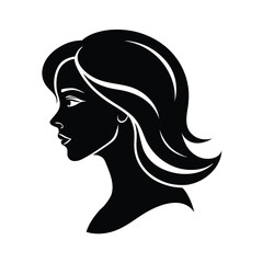 Silhouette profile portrait of beautiful young woman with wavy hairstyle. © NAZIR BHUIYAN