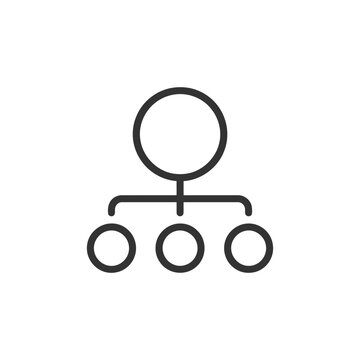Organizational hierarchy chart icon with simple black outline design style