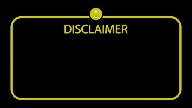 Blinking Neon Disclaimer Text Animation with Blinking Border and Circular Exclamation Icon on Dark Background