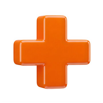 3D orange plus sign symbol for web and design