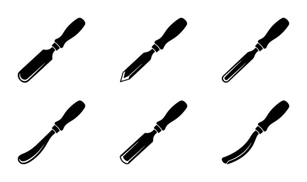 Woodworking Chisels Set, Carving Tools Collection, Crafting Implements, Manual Woodworking Tools