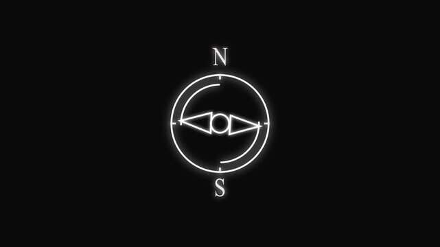 Compass icon isolated on transparent background ,neon Compass icon ,4K Video motion graphic animation