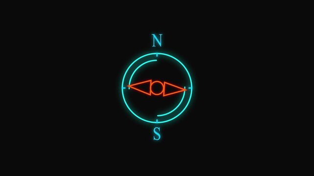 Compass icon isolated on transparent background ,neon Compass icon ,4K Video motion graphic animation