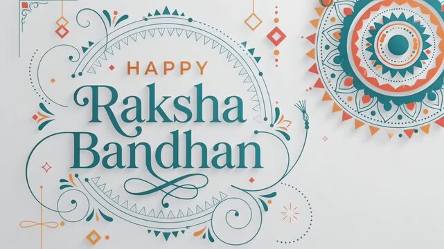 Happy Raksha Bandhan Typography with Decorative Mandala Border for Festival Greeting Banner Design