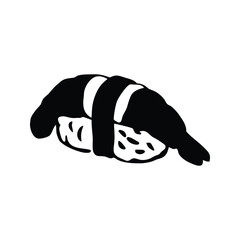 Sushi with Chopsticks Black Silhouette Vector Icon © mariom