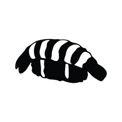 Sushi with Chopsticks Black Silhouette Vector Icon © mariom